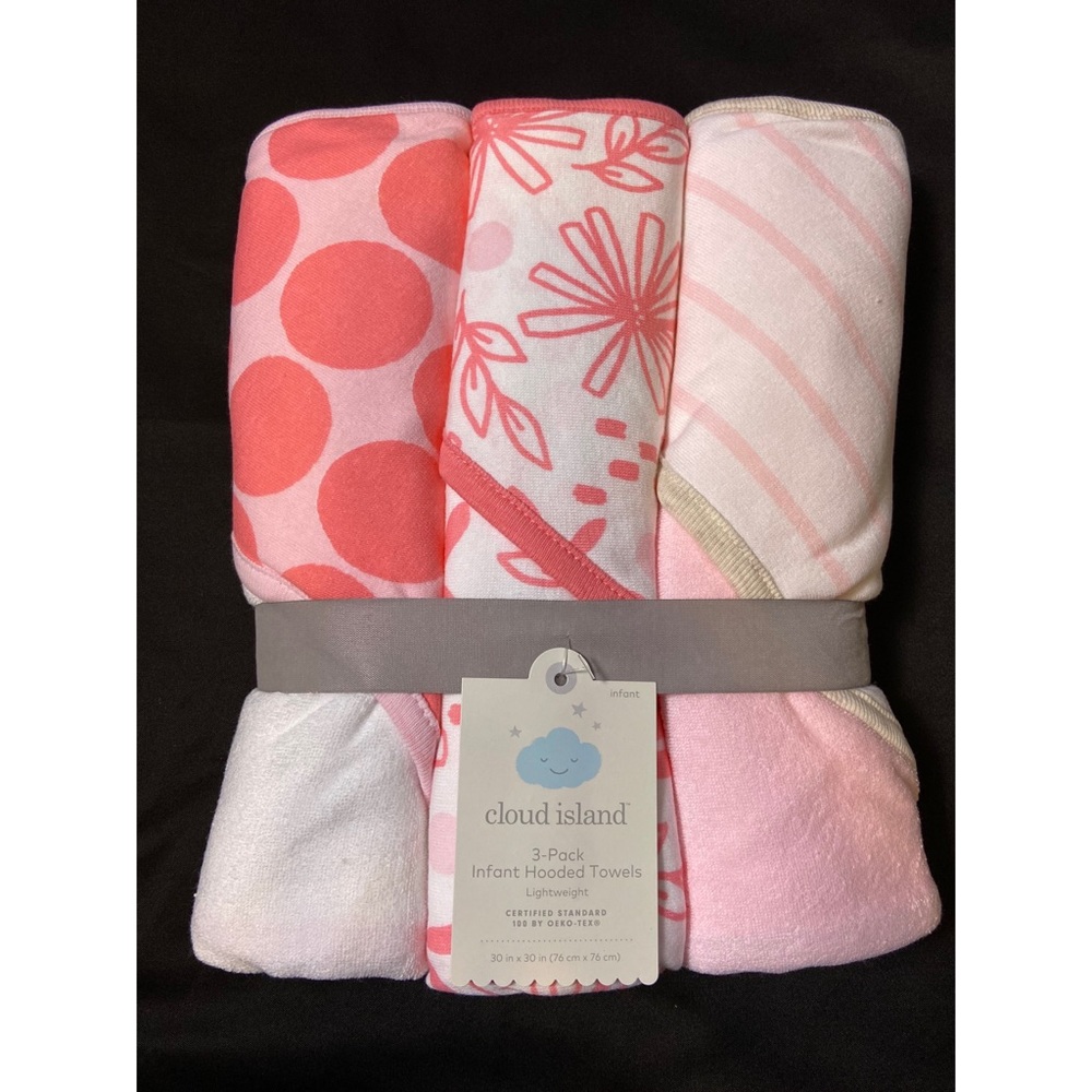Pink Cloud Island Hooded Towels 3Pack